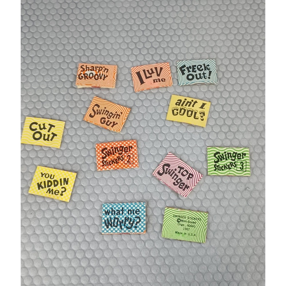vintage "Swinger Stickers" from 1967 produced by M.B. Inc.